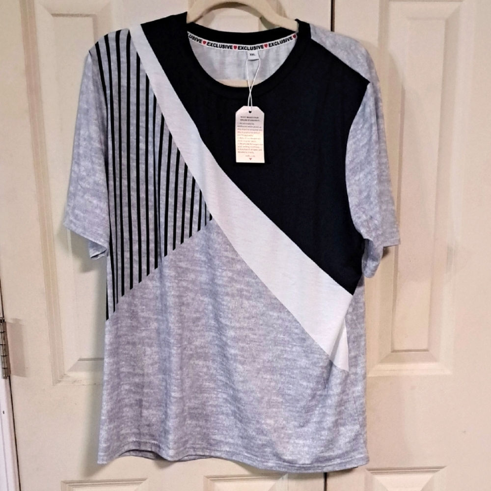 Nwt Stylish Black and Gray Womens Top - Picture 1 of 2